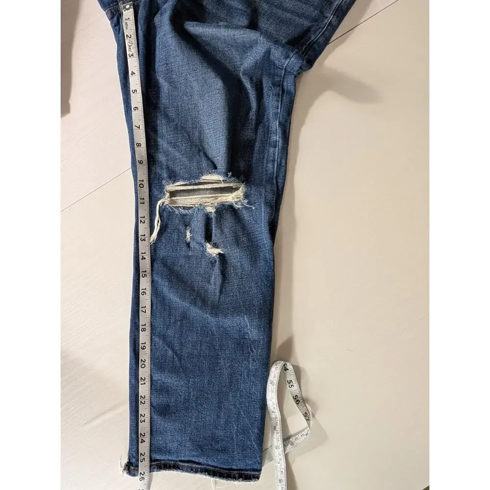 Abercrombie & Fitch Jeans Straight High Rise Distressed Blue Denim Size 31/12R